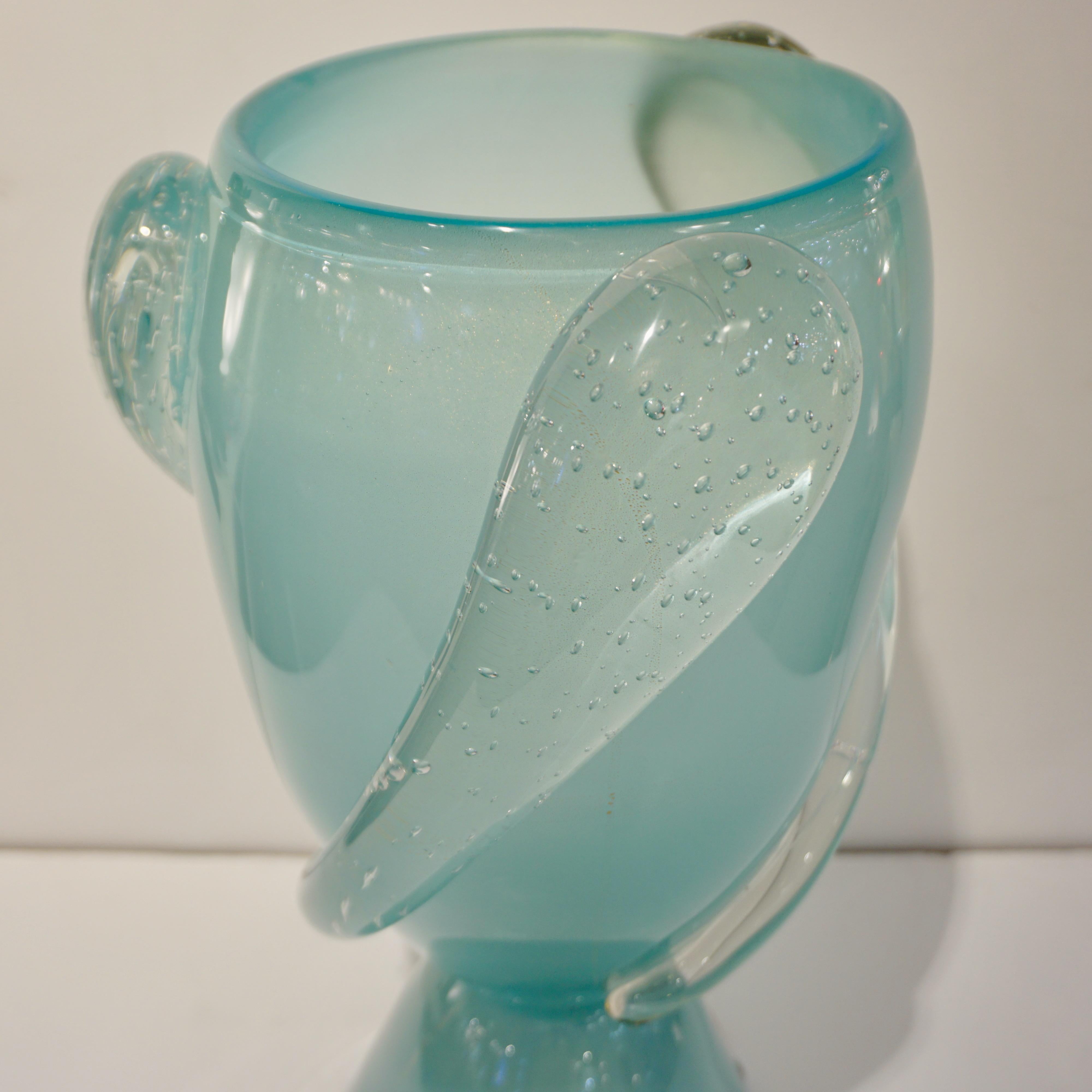 Barovier Toso Contemporary Italian Modern Aqua Blue Murano Glass Organic Lamp For Sale 3