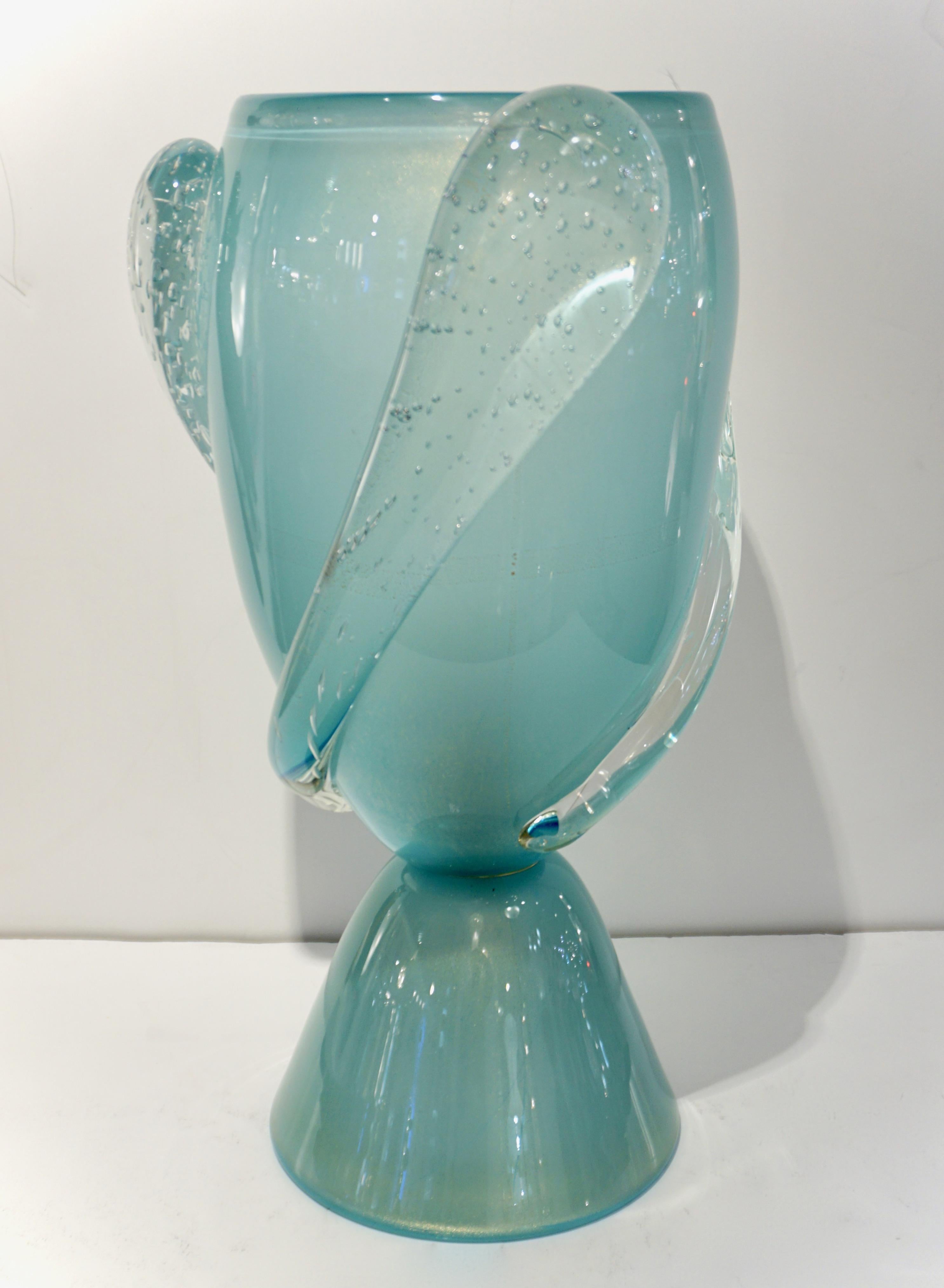 Barovier Toso Contemporary Italian Modern Aqua Blue Murano Glass Organic Lamp For Sale 4