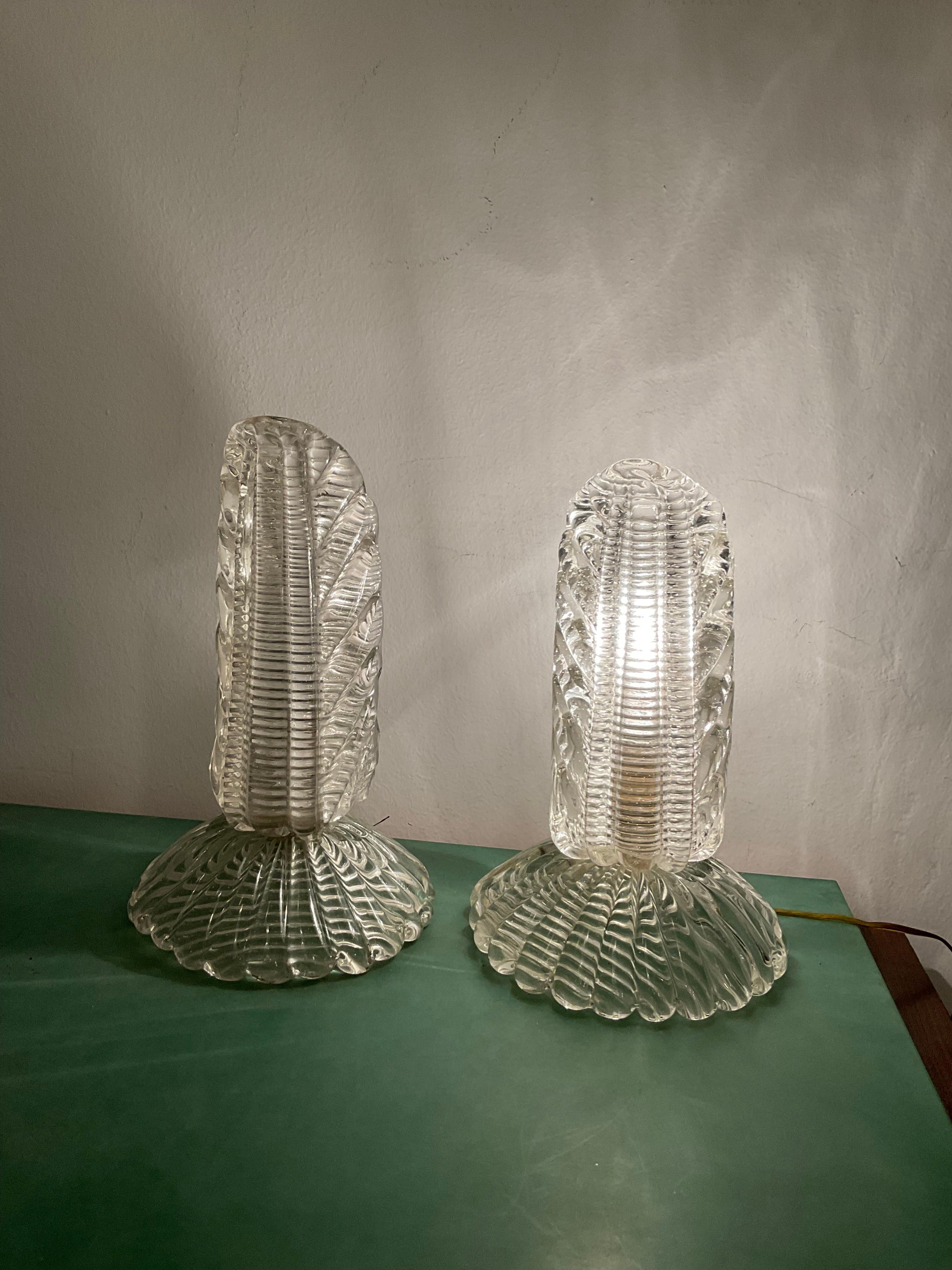 Art déco BAROVIER & TOSO - Paire d'abat-jours en verre de Murano 1930 - Made in ITALY en vente