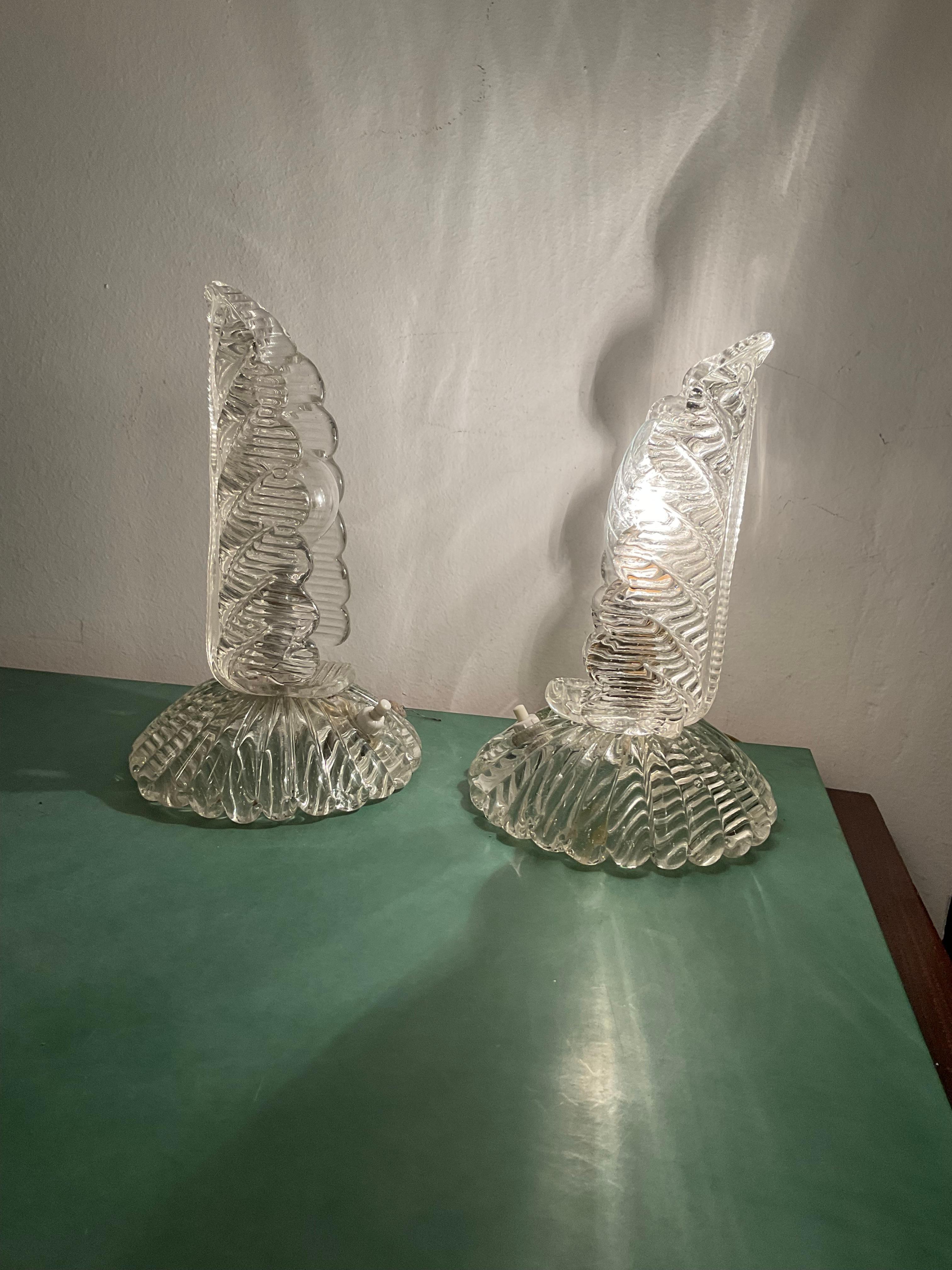 Italian BAROVIER & TOSO - Paire d'abat-jours en verre de Murano 1930 - Made in ITALY en vente