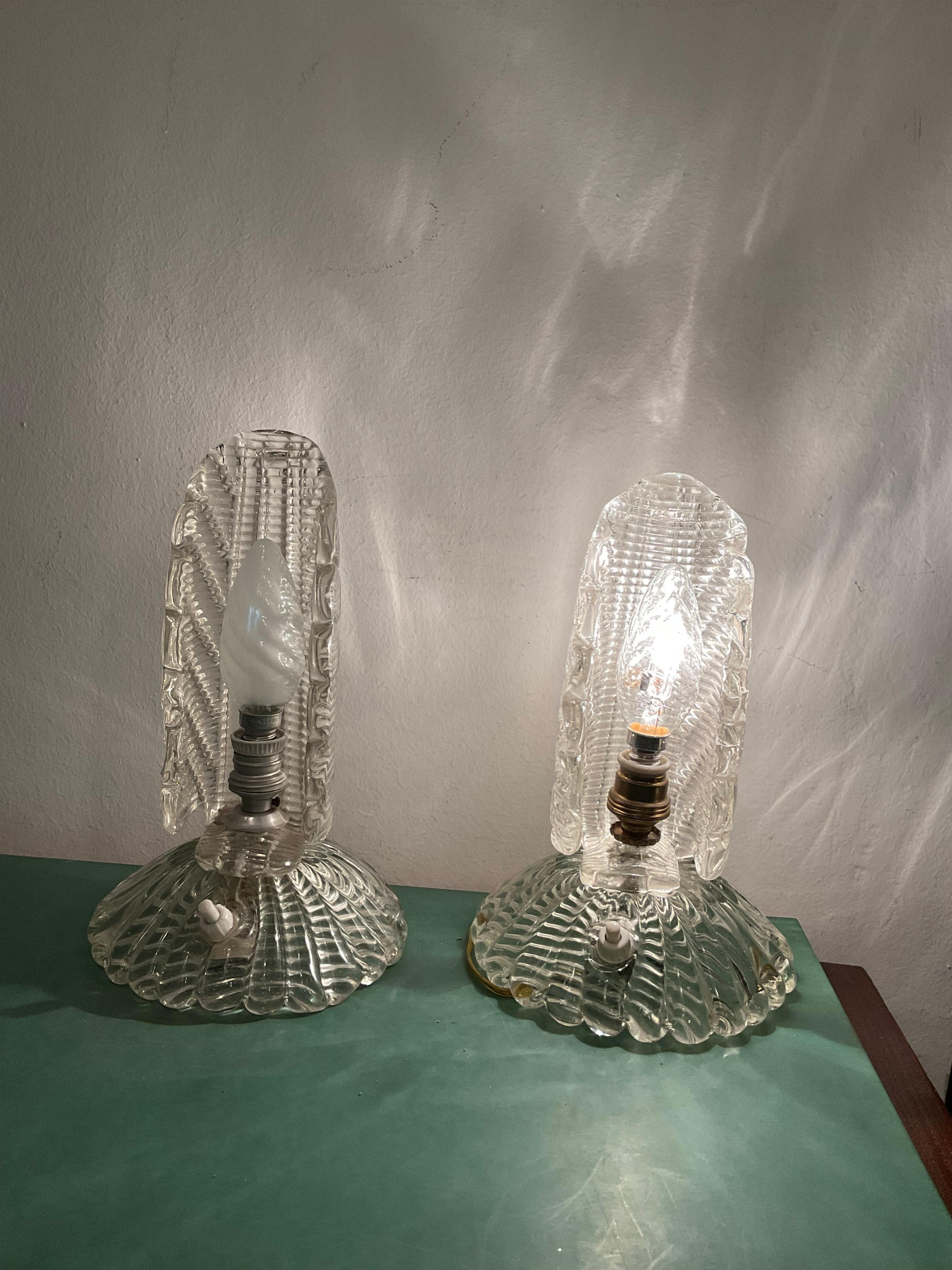 Autre BAROVIER & TOSO - Paire d'abat-jours en verre de Murano 1930 - Made in ITALY en vente