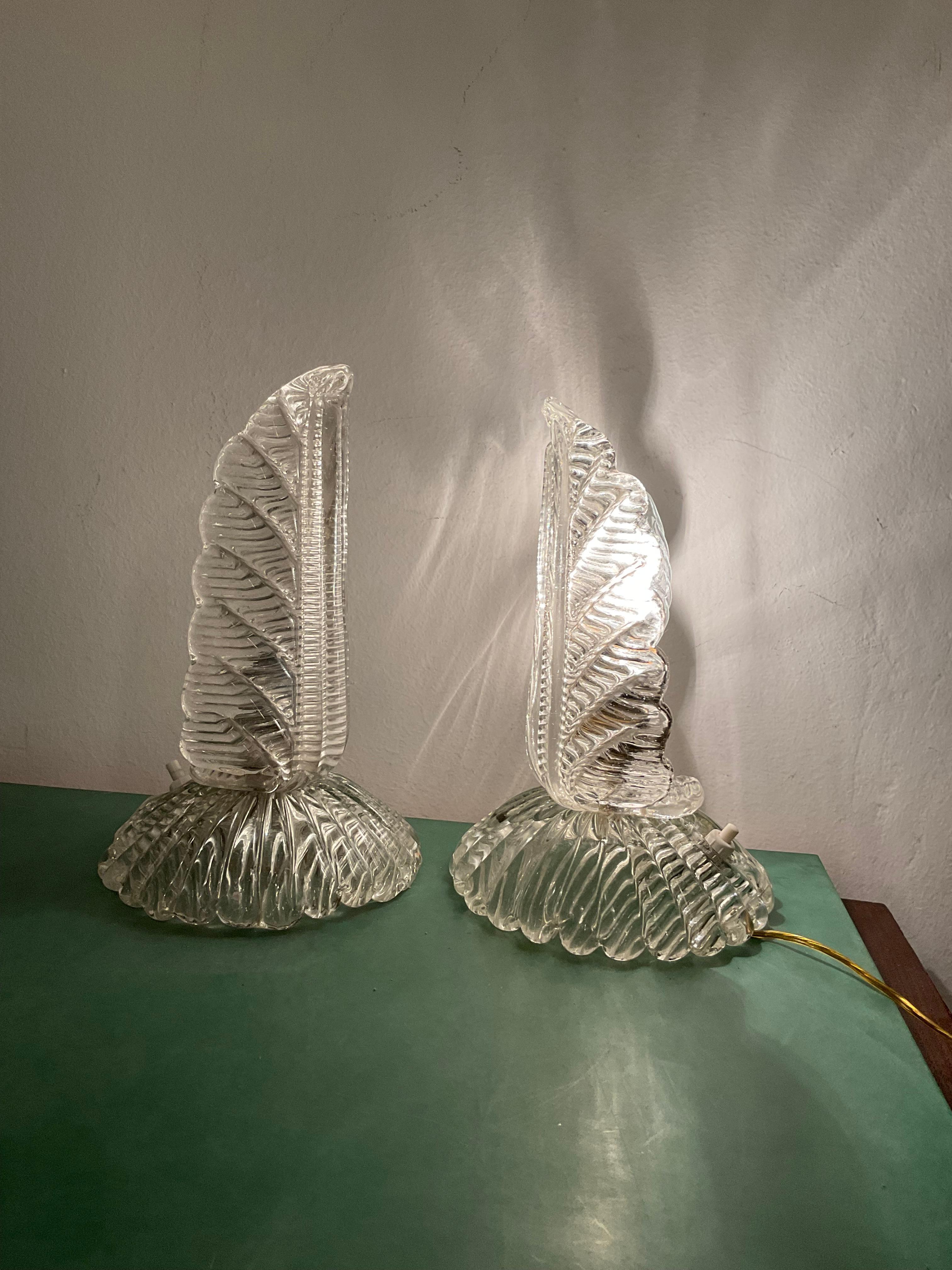 Mid-20th Century BAROVIER & TOSO - Paire d'abat-jours en verre de Murano 1930 - Made in ITALY en vente