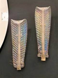 Barovier & Toso Pair of Iridescent Murano Glass Wall Lamps, 40'