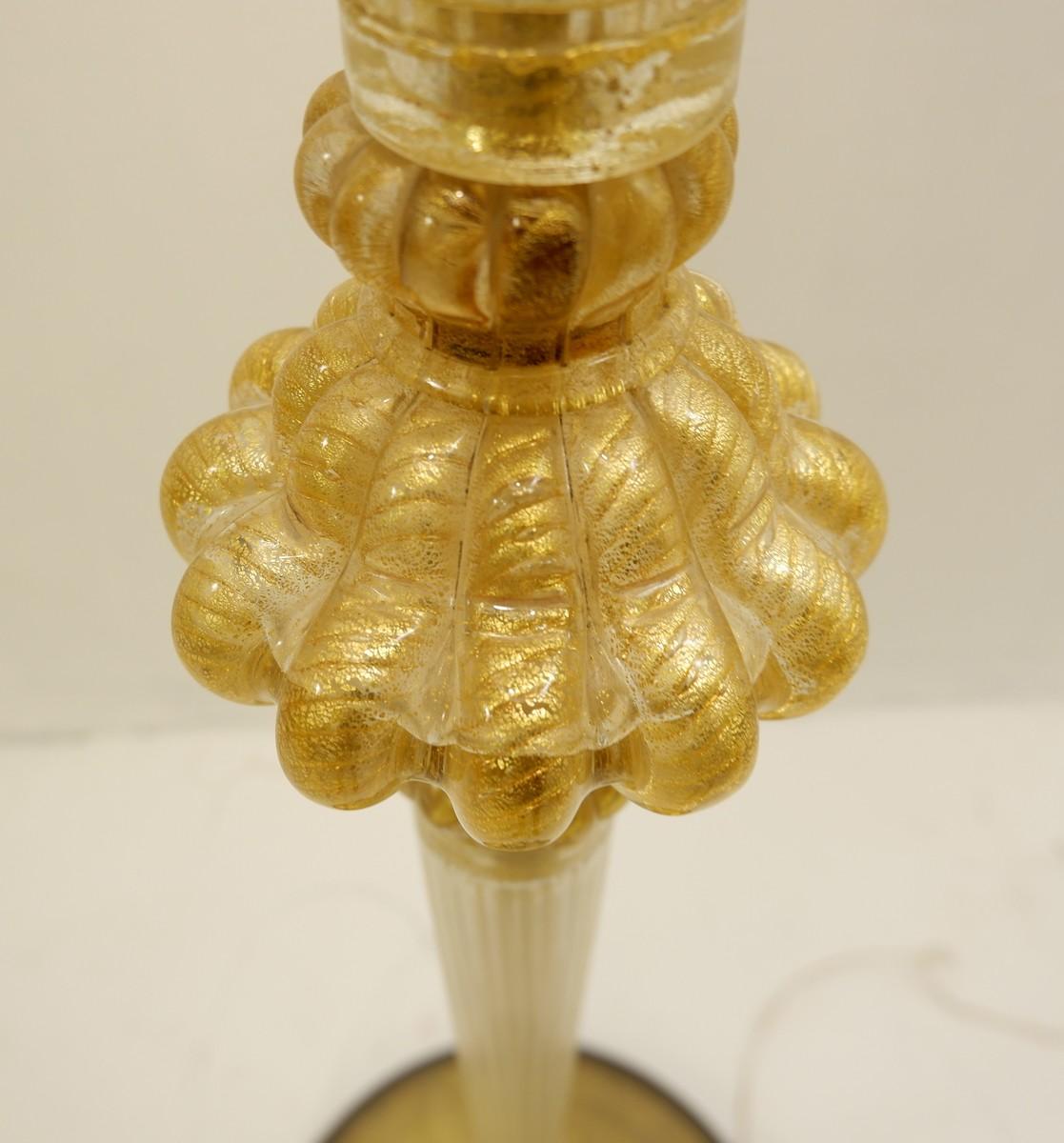 Mid-20th Century Barovier & Toso ‘Cordonato D’Oro’ Murano Table Lamp, 1950s For Sale