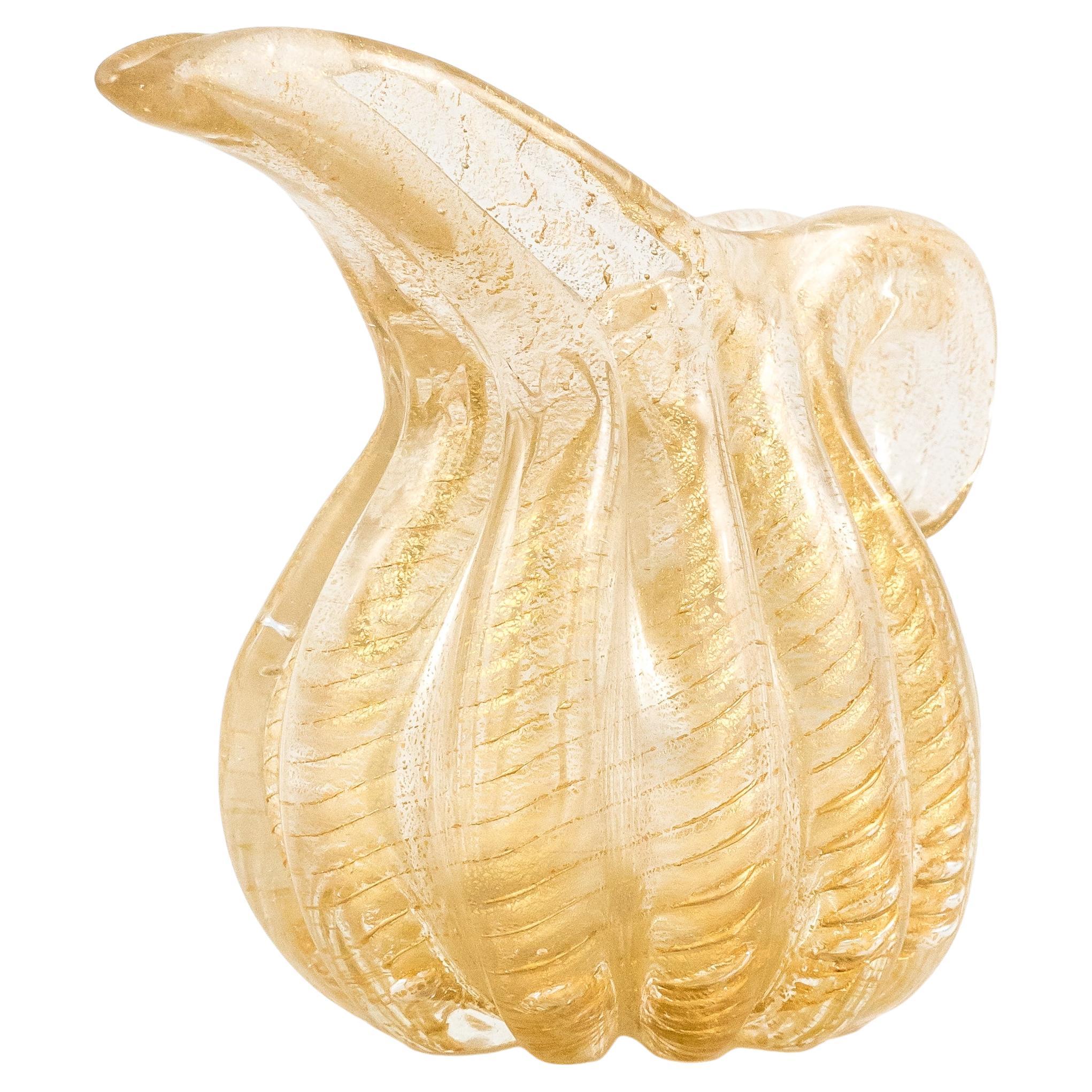 Murano Glass Pitcher by Ercole Barovier, Cordonato Oro, Italy, 1950s For Sale
