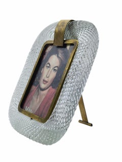 Barovier & Toso Cornisa Portafoto en Vetro di Murano e Ottone, Italia Años 50