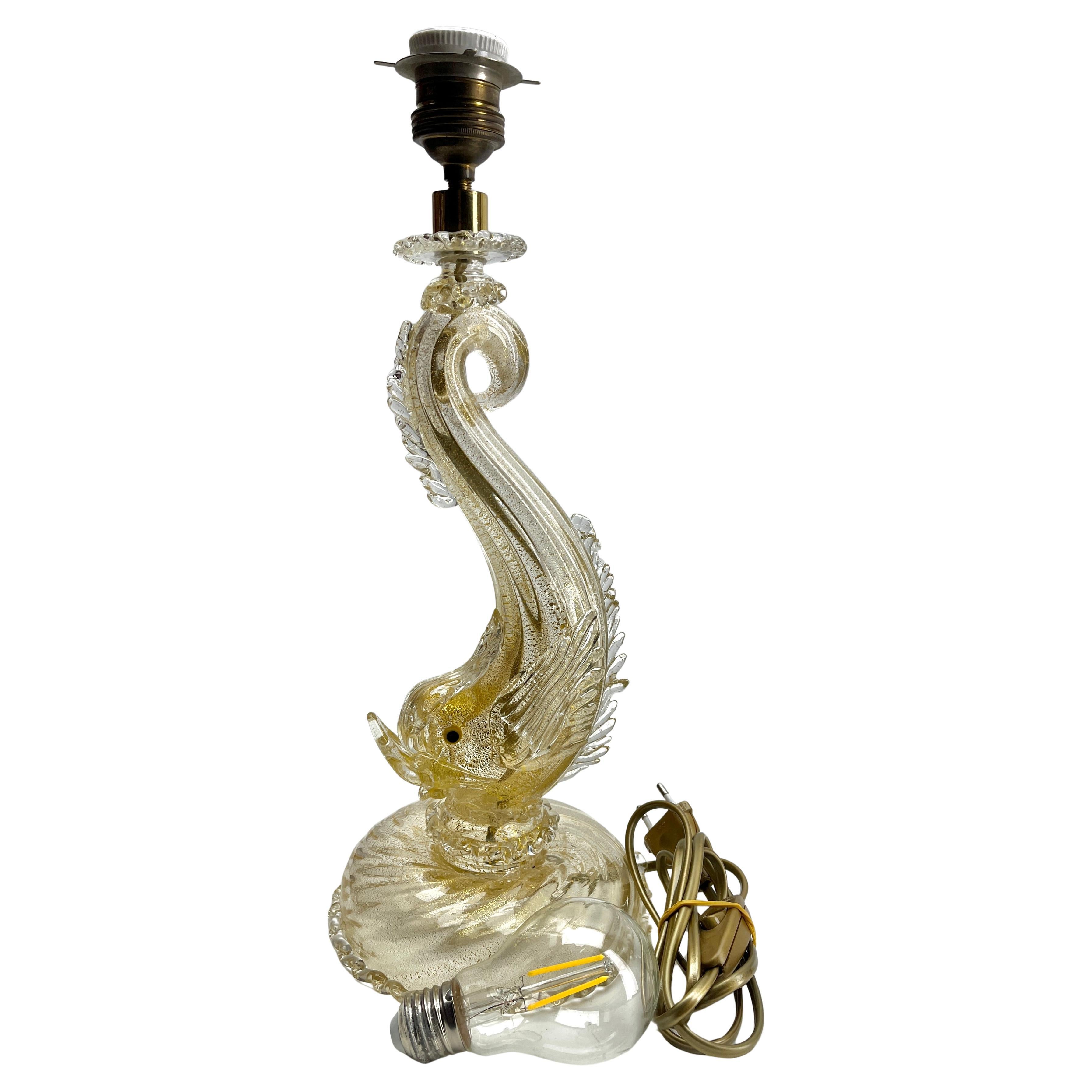 Mid-Century Modern Barovier&Toso  Lampe de table décorative de Murano avec corde dorée Cordonato Oro en vente