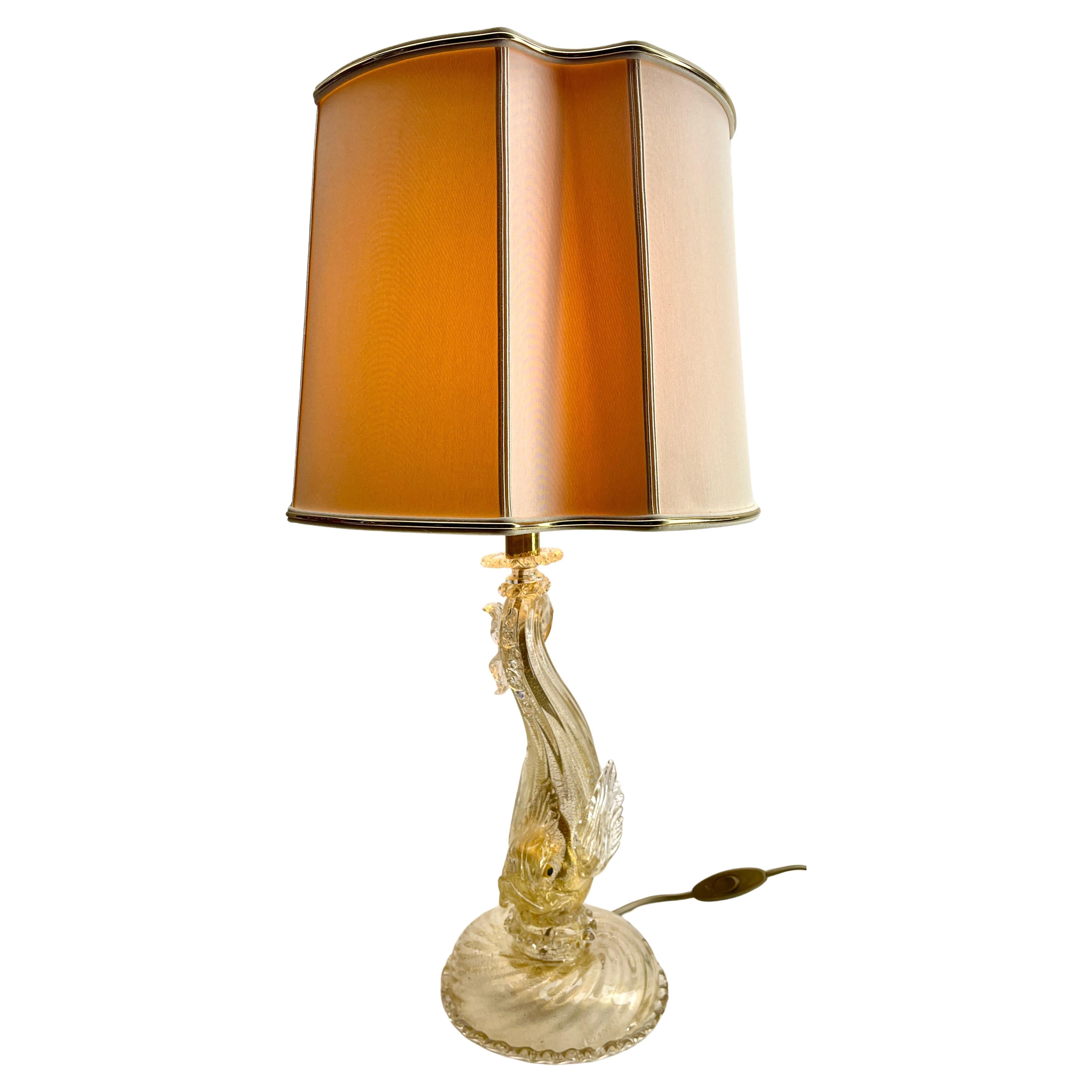 italien Barovier&Toso  Lampe de table décorative de Murano avec corde dorée Cordonato Oro en vente