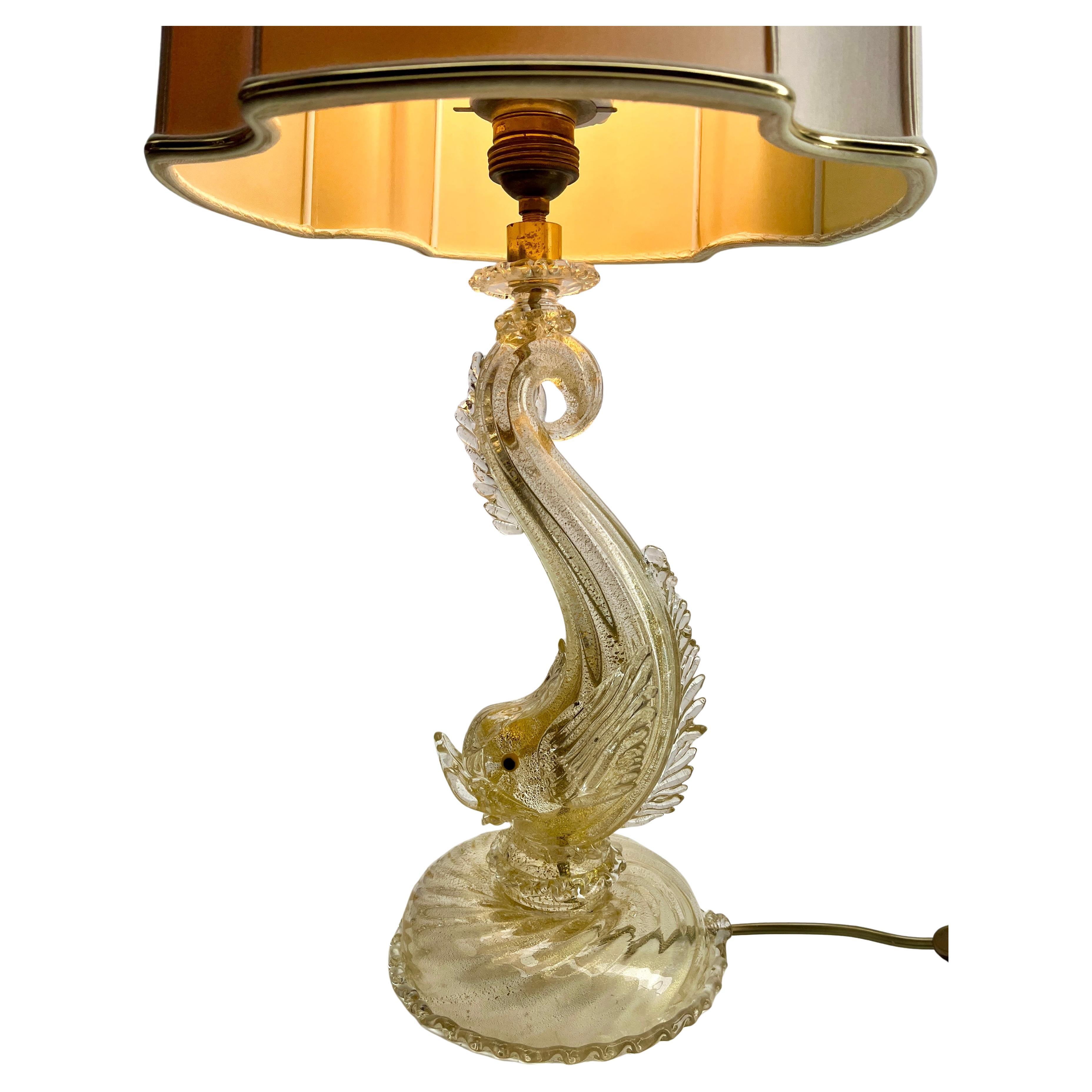 Milieu du XXe siècle Barovier&Toso  Lampe de table décorative de Murano avec corde dorée Cordonato Oro en vente