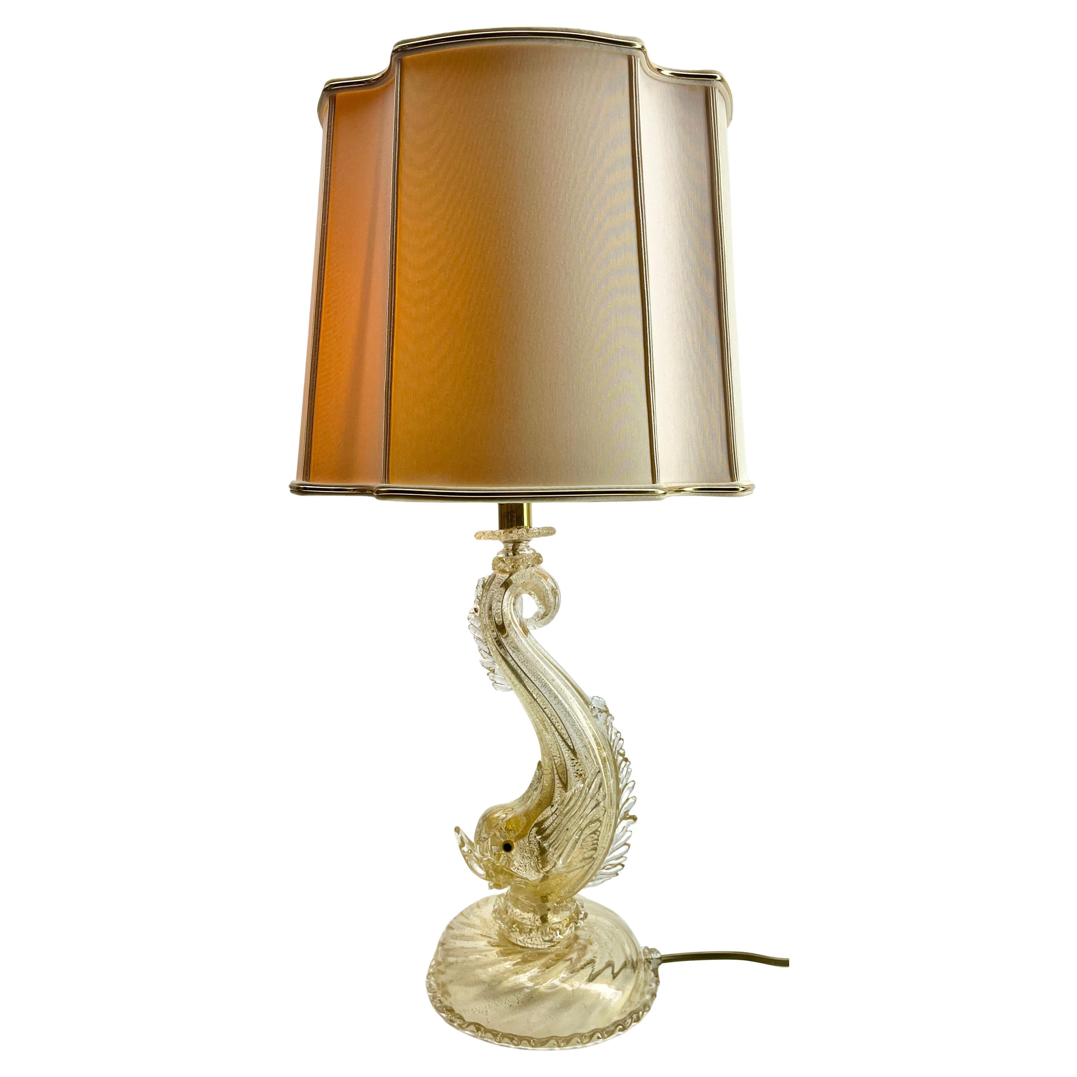 Barovier & Toso  Decorative Murano Table Lamp with Gold Rope Cordonato Oro