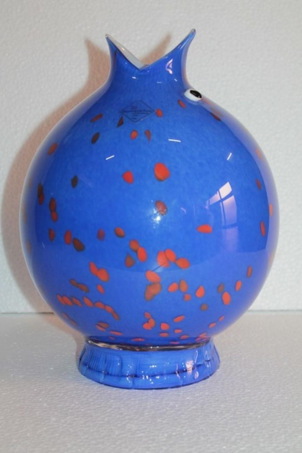 Late 20th Century Barovier & Toso Design Luca Scacchetti, Fish Vase Cobalt Blue, 1970s