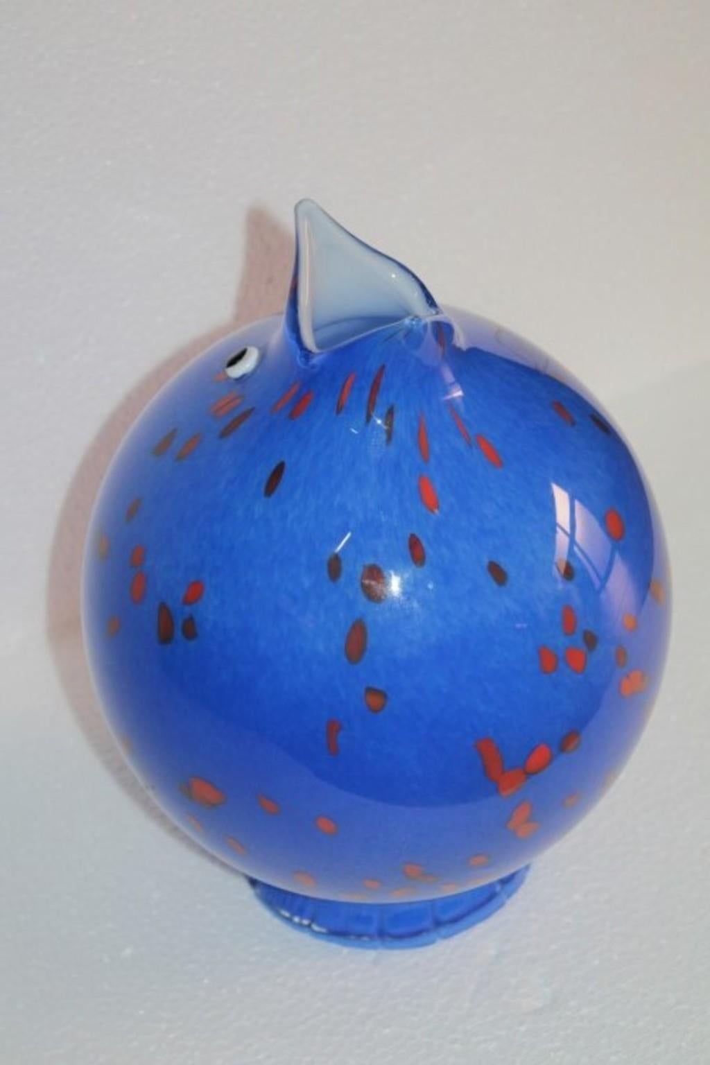 Barovier & Toso Design Luca Scacchetti, Fish Vase Cobalt Blue, 1970s 1