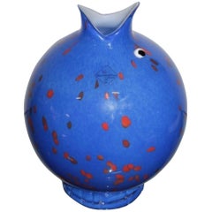 Barovier & Toso Design Luca Scacchetti, Fish Vase Cobalt Blue, 1970s