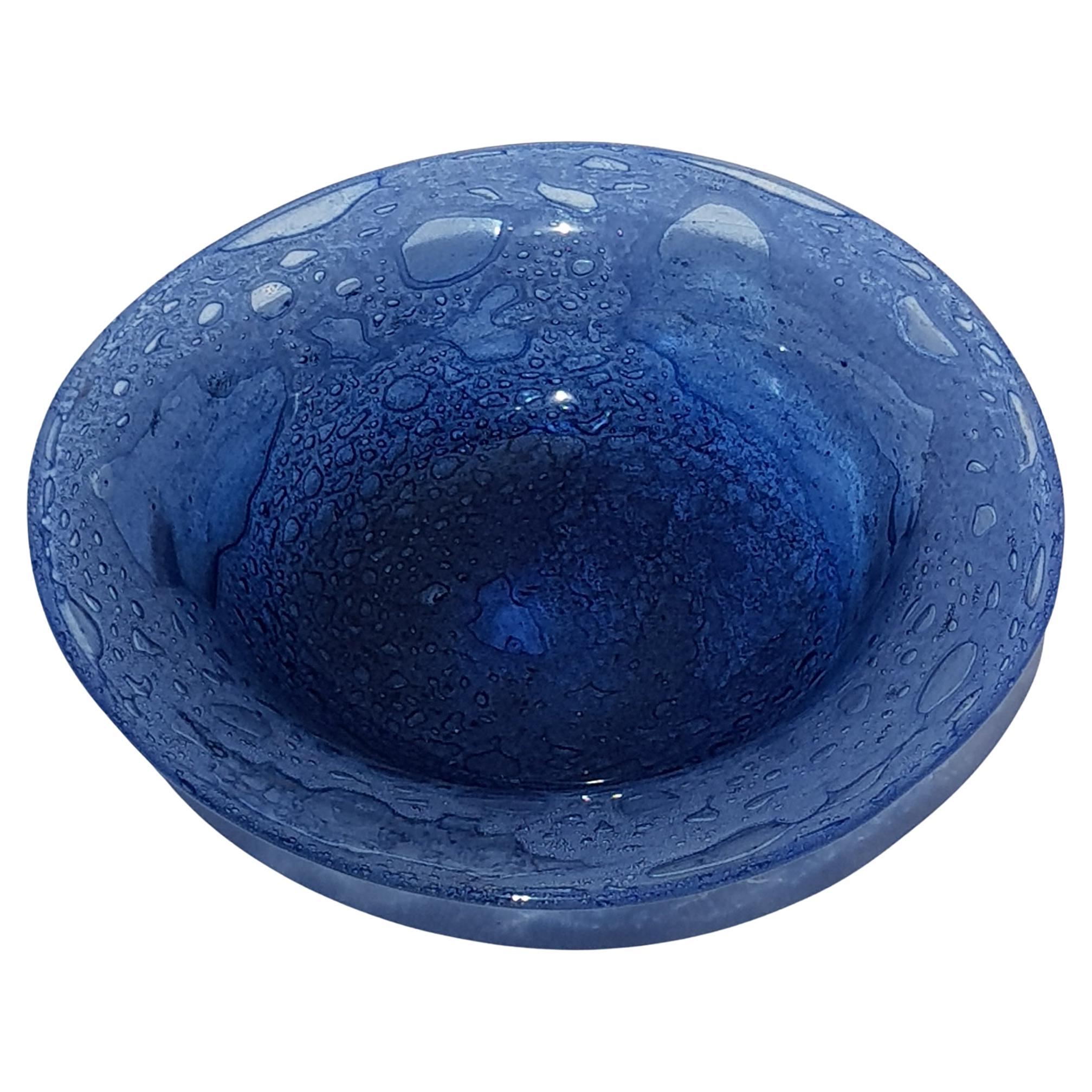 Barovier Toso Efeso Schale Teller Schale Gefäß Wasser Wasserblasen Blau Murano Kunst