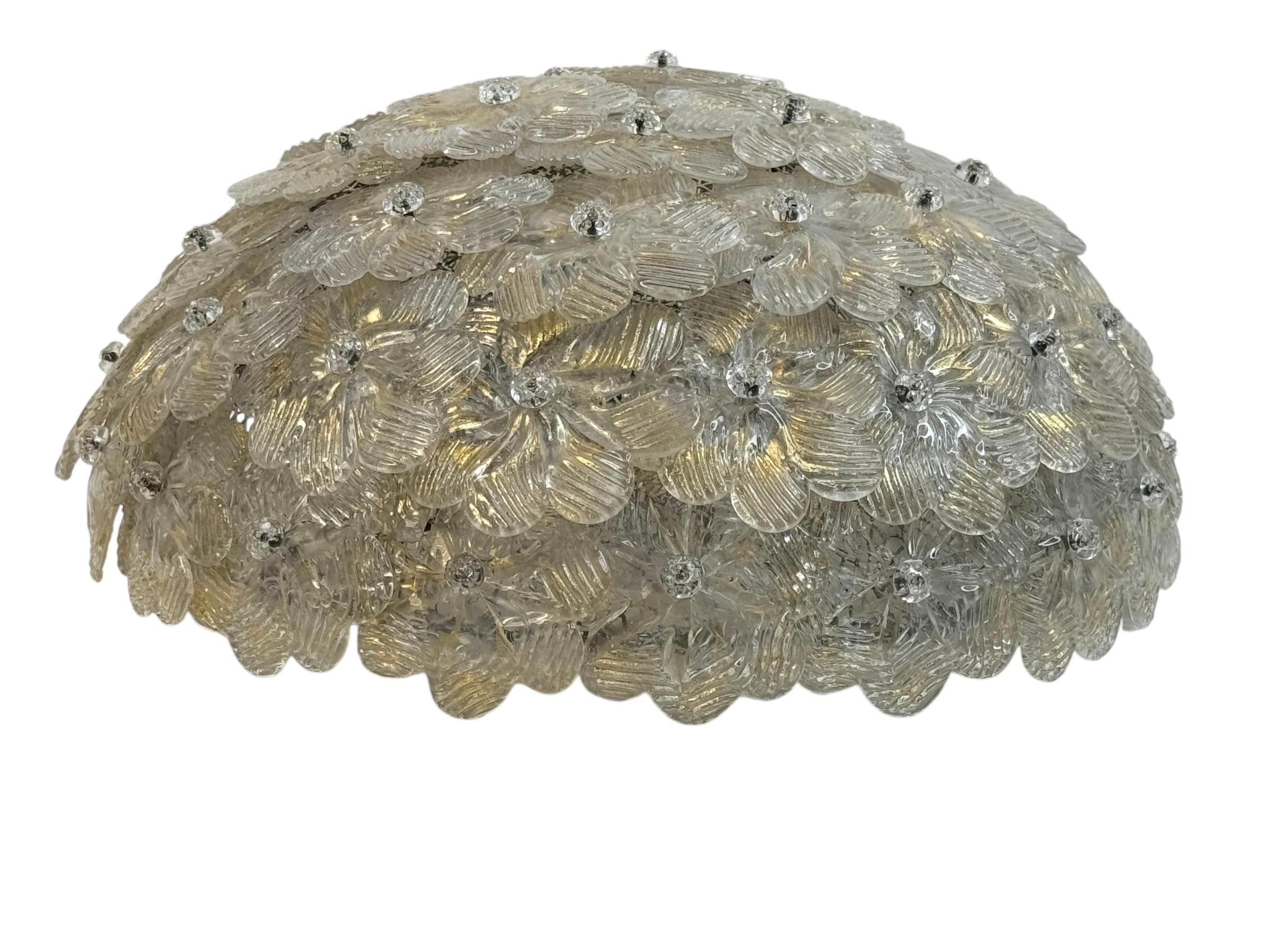 Barovier Toso Cesto di fiori di Murano in vetro oro e ghiaccio, anni '50 in vendita 2