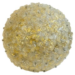 Barovier Toso Cesto di fiori di Murano in vetro oro e ghiaccio, anni '50