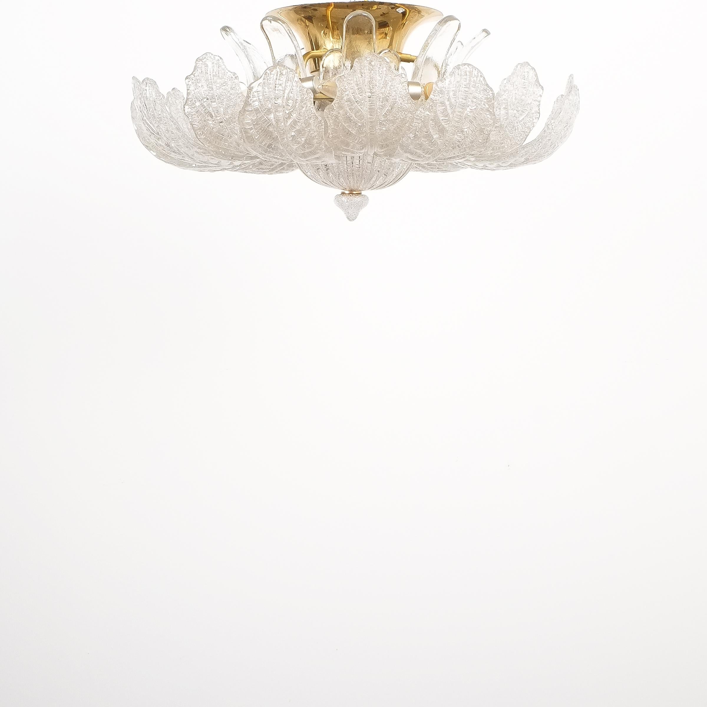 Barovier Toso Flush Mount or Chandelier Glass Brass, Italy Midcentury In Good Condition In Vienna, AT