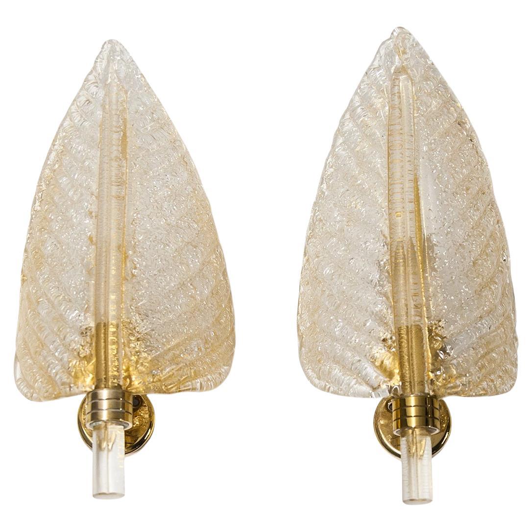 Barovier & Toso Foglia Doro Leaf des années 1970 en vente