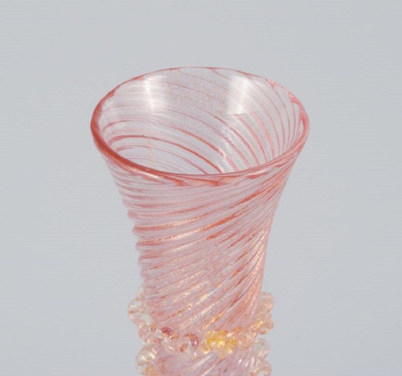 Barovier and Toso for Murano, Vase in Art Glass in Pink and Gold Decoration In Excellent Condition In Copenhagen, DK