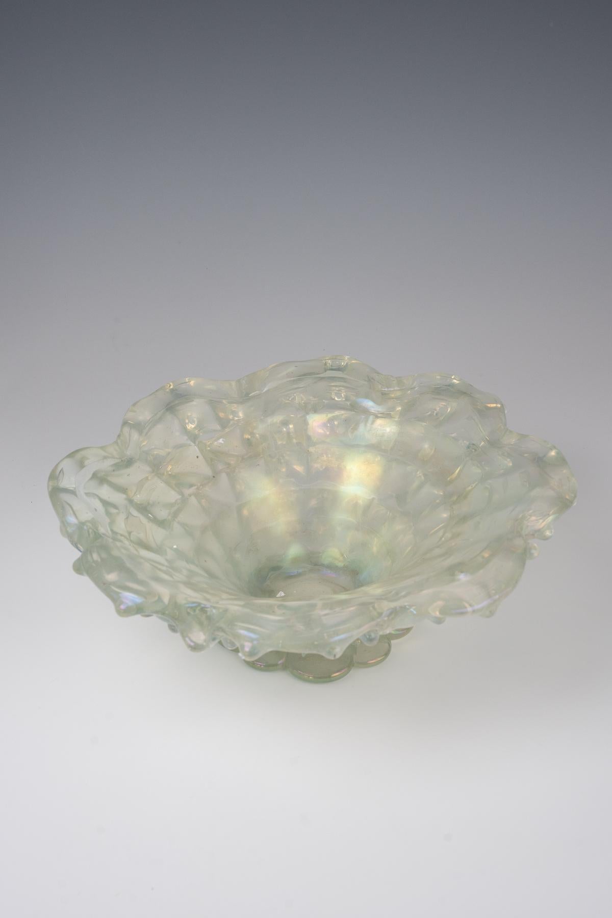 Italian Barovier & Toso Glass Bowl, iridescent, ca. 1940 For Sale