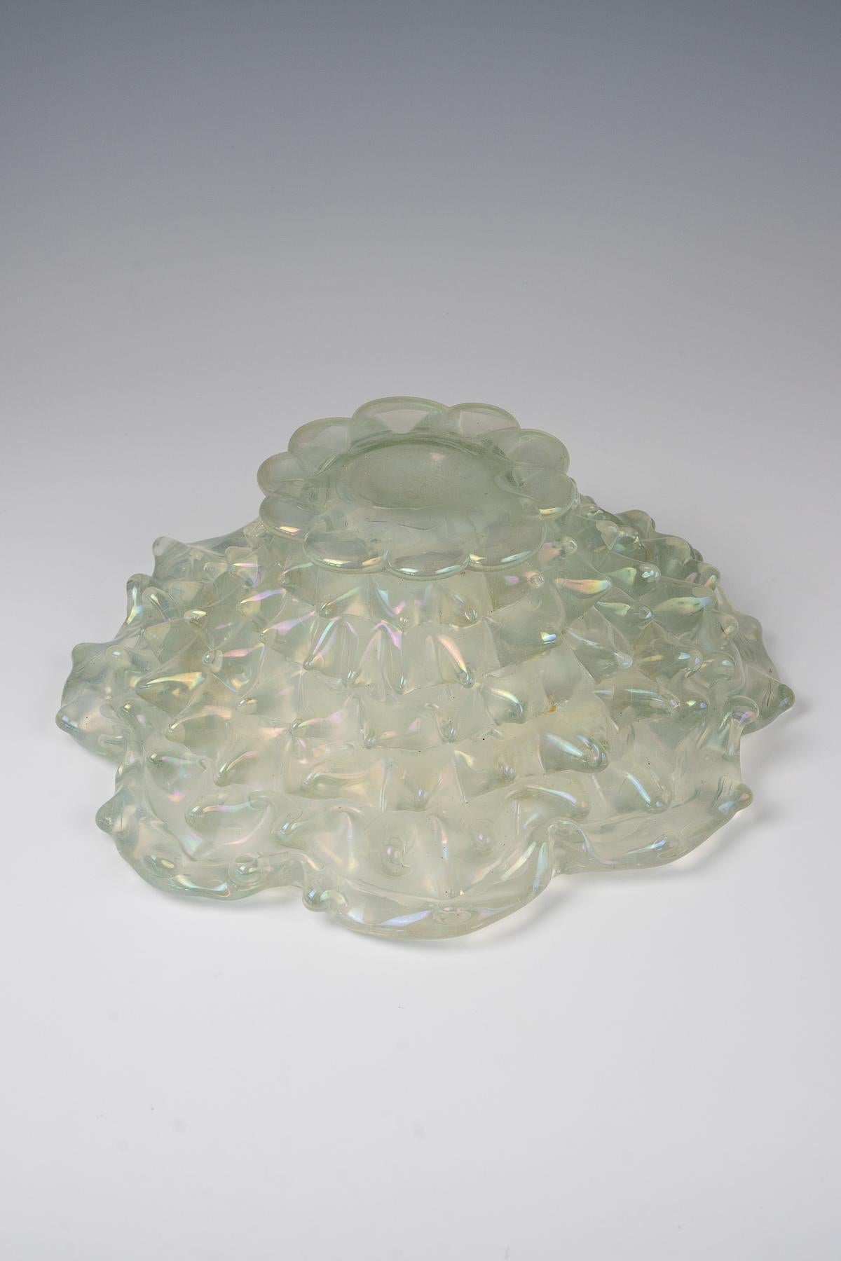 Hand-Crafted Barovier & Toso Glass Bowl, iridescent, ca. 1940 For Sale