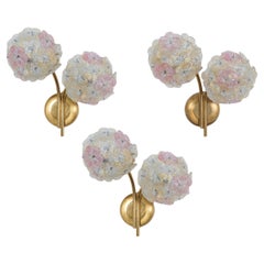 Barovier & Toso Glass Flower Wall Lights Sconces, Italy Mid Century