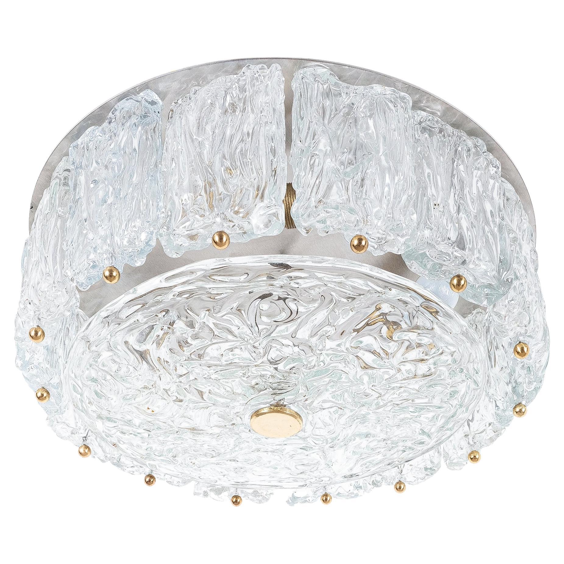 Mid-Century Modern Barovier & Toso Glass Flush Mount, Italy, Mid-Century For Sale