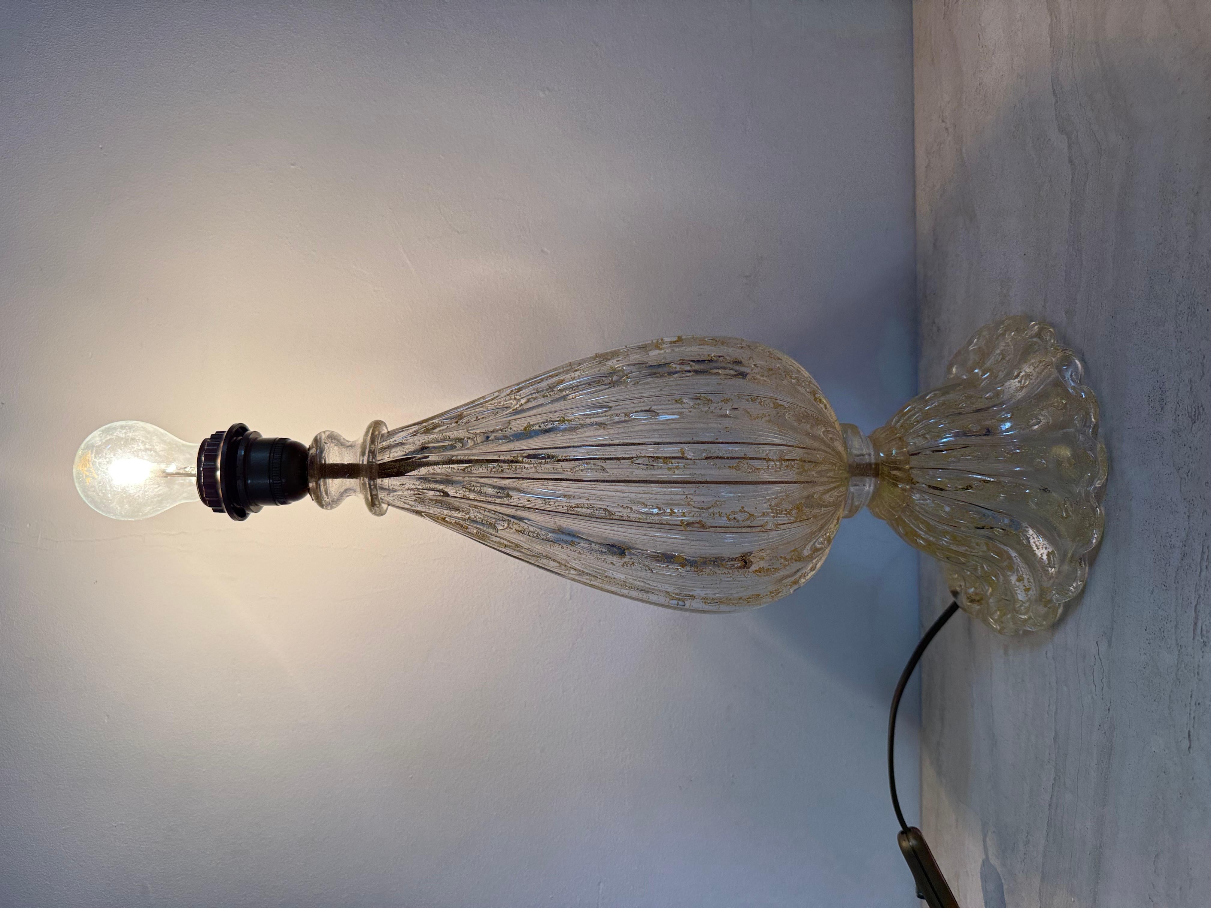 Lámpara de sobremesa de cristal Barovier & Toso , años 70 Italia

