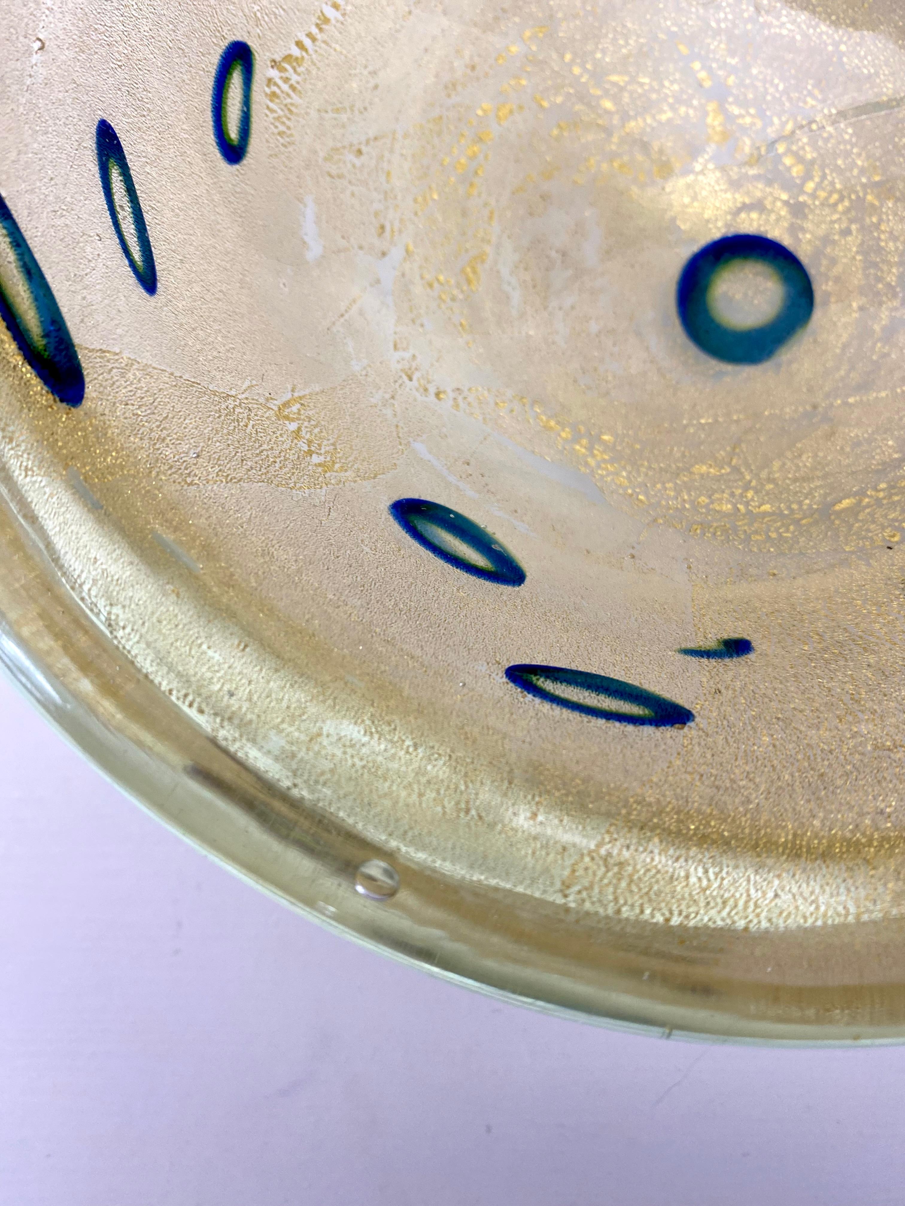 Barovier & Toso - Bol à mouchetures dorées avec cercles elliptiques bleus Murrina en vente 1