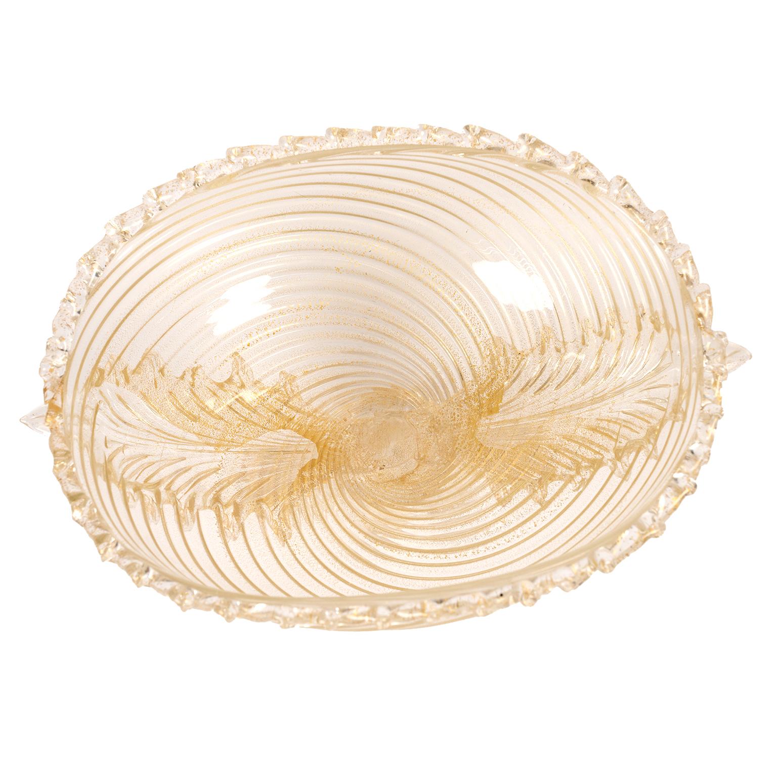 Mid-20th Century Barovier Toso Gold Glass Footed Bowl