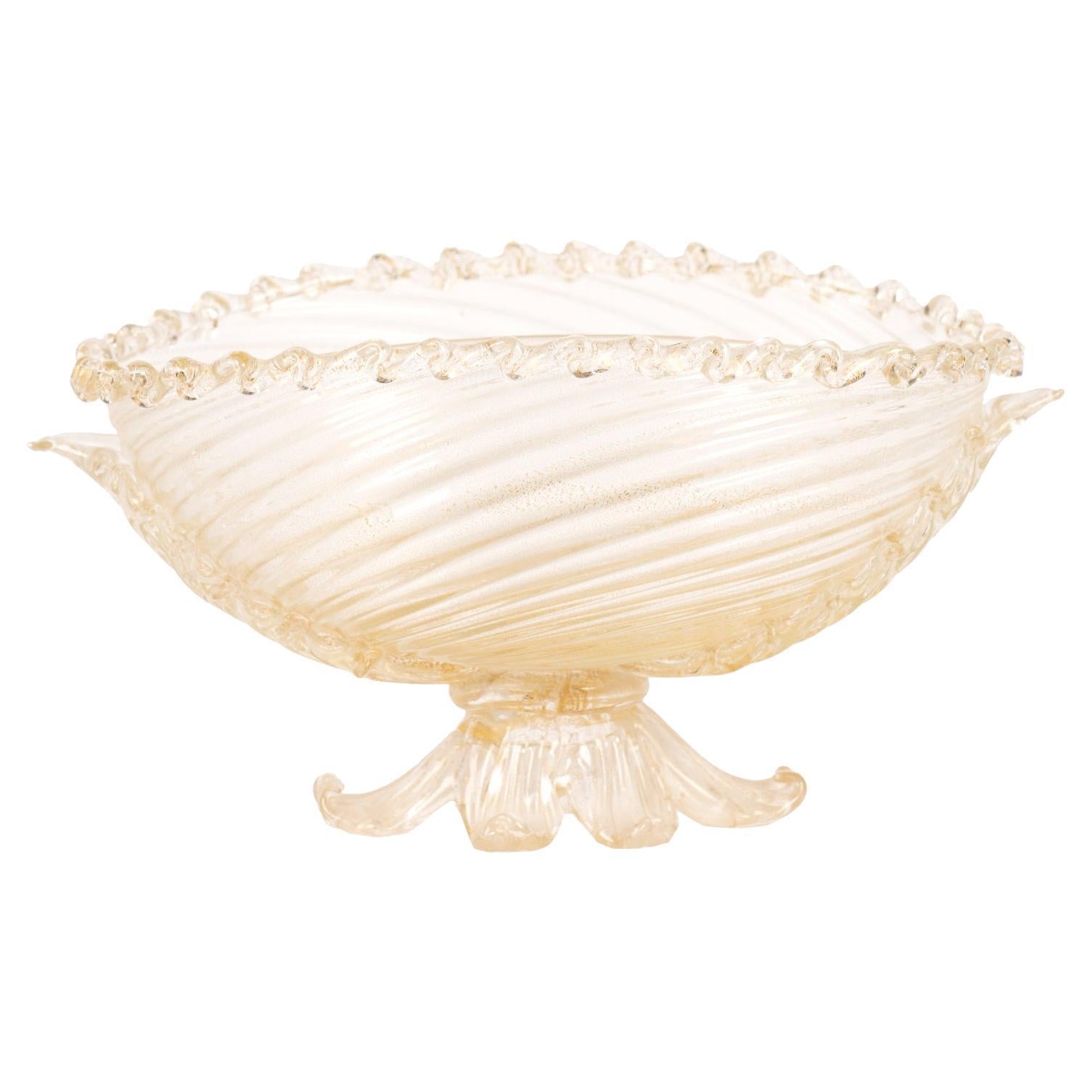 Barovier Toso Gold Glass Footed Bowl