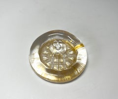 Barovier & Toso Gold Lion Of St Mark Medallion, Murano Glass Paperweight