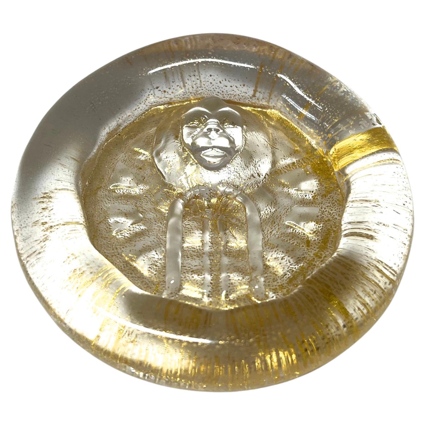 Barovier & Toso Gold Lion Of St Mark Medallion, Murano Glass Paperweight
