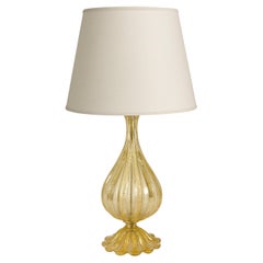Barovier & Toso Gold Murano Glass Lamp c.1950 Italy