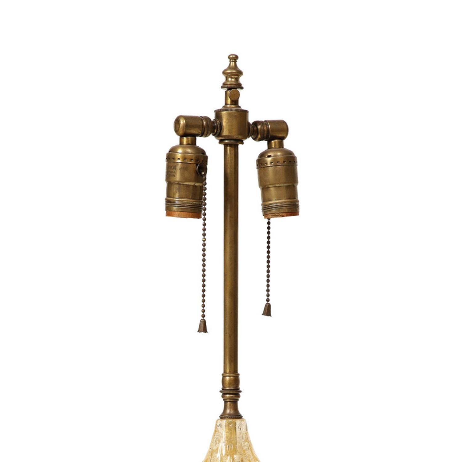Mid-Century Modern Barovier & Toso lampe de bureau en verre de Murano soufflé à la main avec Avventurina des années 1950 en vente