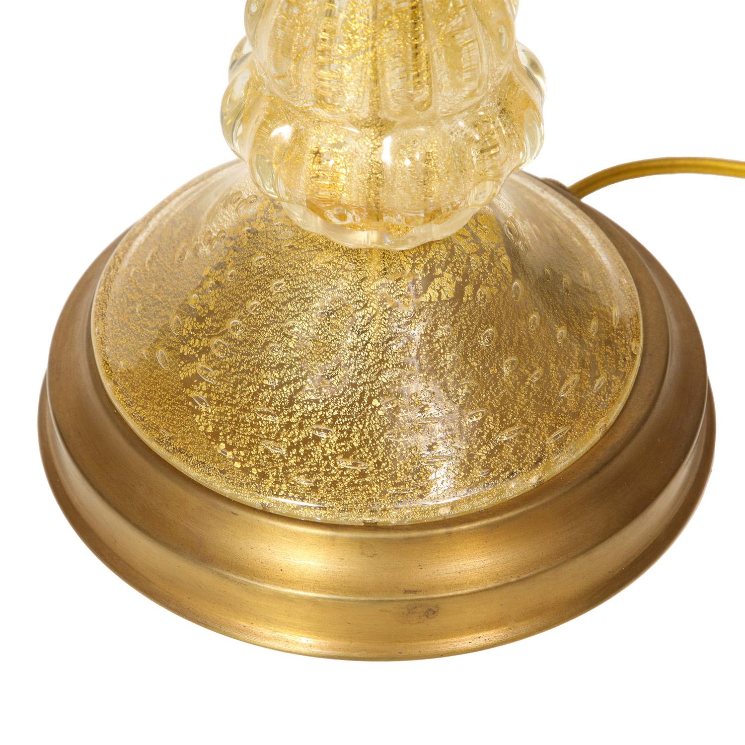 Milieu du XXe siècle Barovier & Toso lampe de bureau en verre de Murano soufflé à la main avec Avventurina des années 1950 en vente