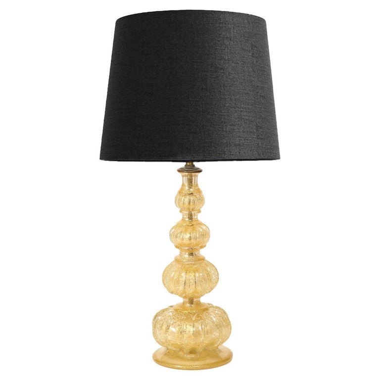 Barovier & Toso Hand-Blown Murano Glass Table Lamps with Avventurina, 1950s For Sale