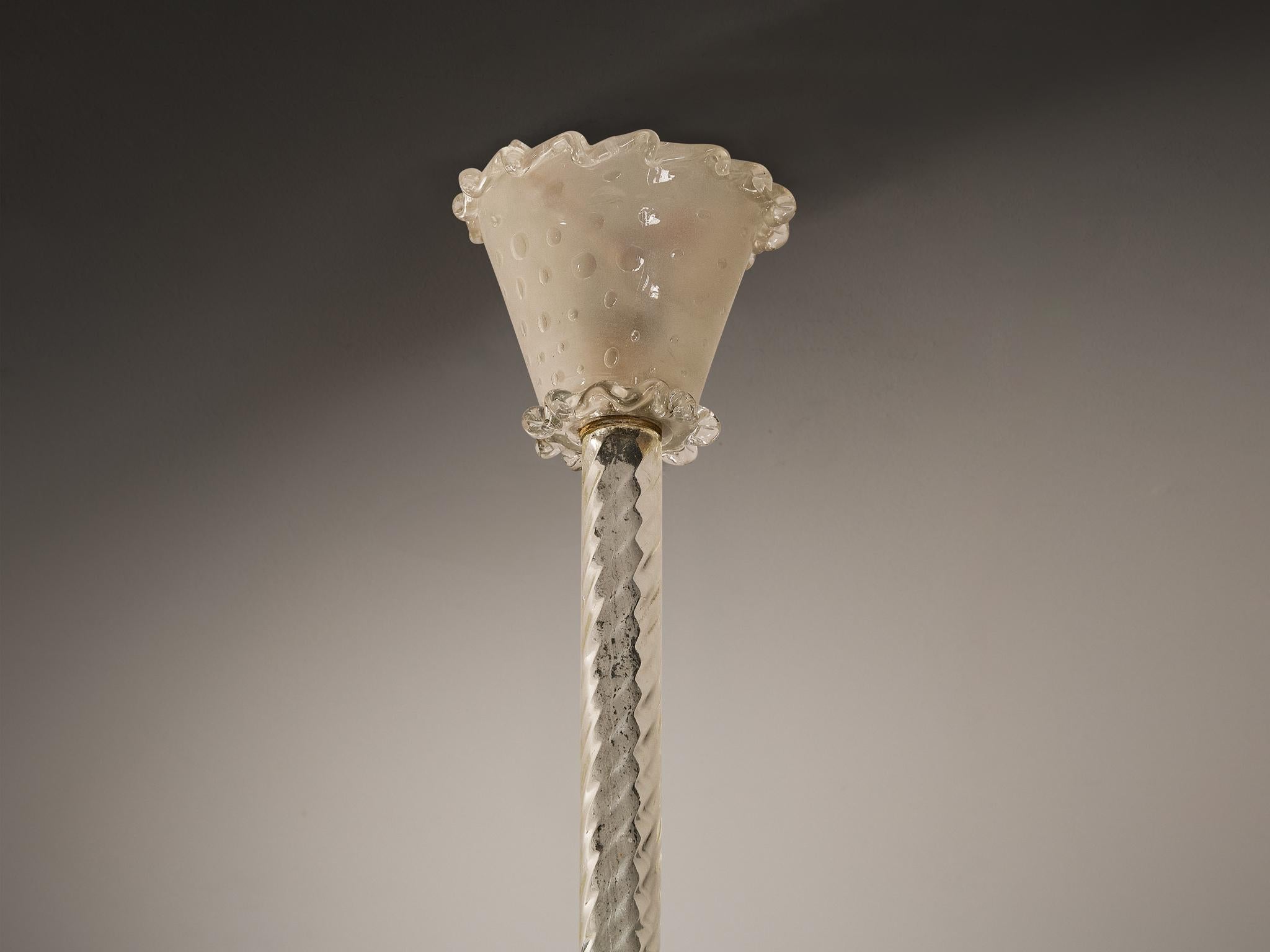 Lampadario italiano Barovier&Toso in cristallo e ottone in vendita 4