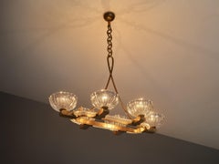 Barovier & Toso Italian Chandelier in Crystal Glass and Brass