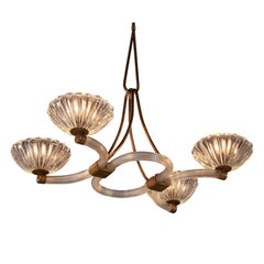 Barovier & Toso Italian Chandelier in Crystal Glass and Brass