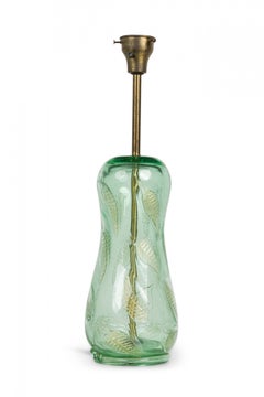 Barovier&Toso Italian Hand Blown Green Glass Fallen Leaf Art Nouveau Table Lamp