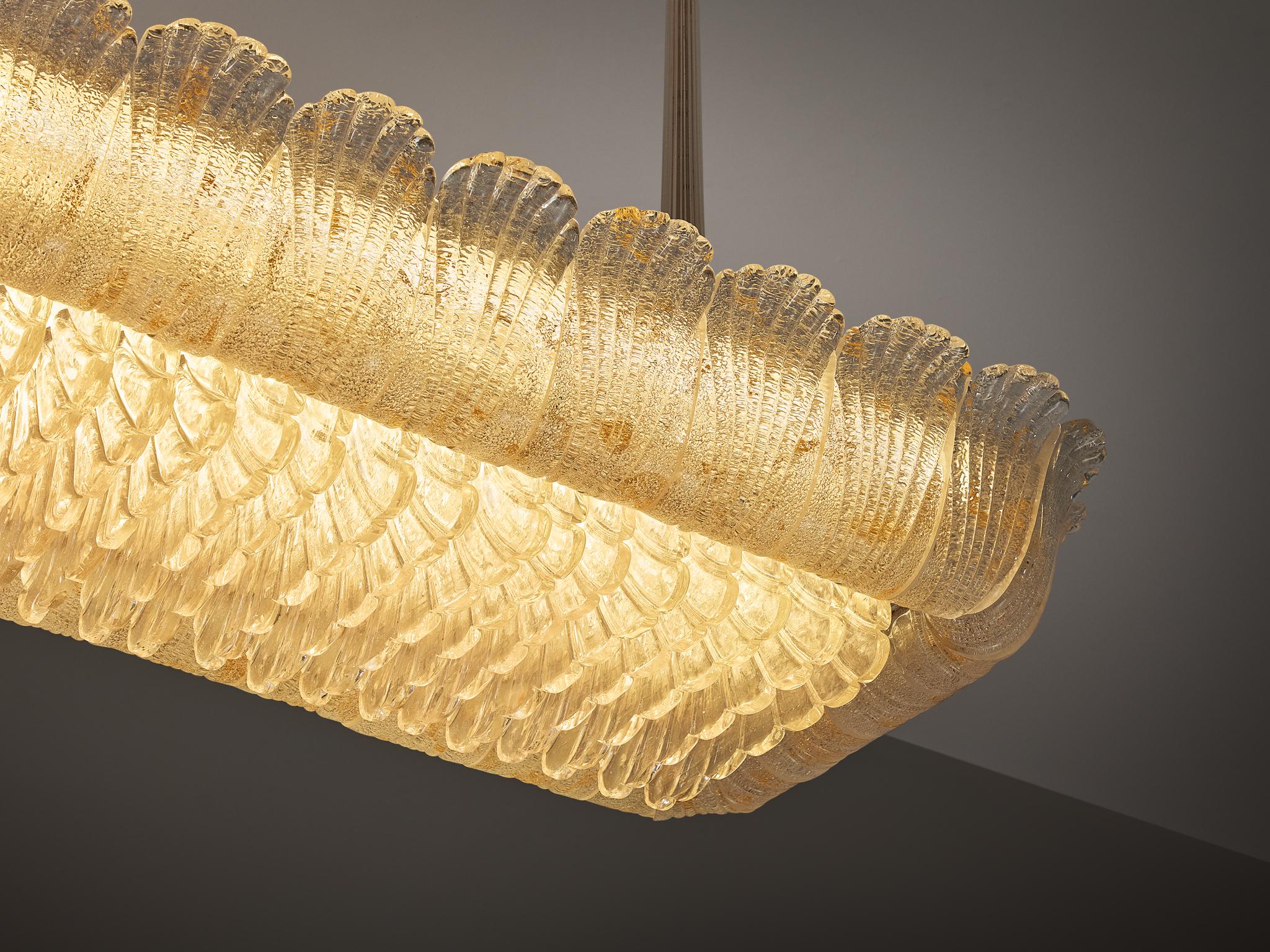 Barovier & Toso Italian Large Chandelier in Crystal Glass and Gold Leaf 152cm For Sale 4