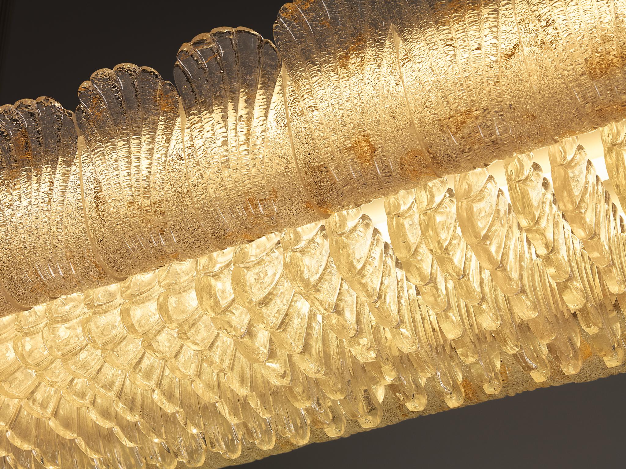 Brass Barovier & Toso Italian Large Chandelier in Crystal Glass and Gold Leaf 152cm For Sale