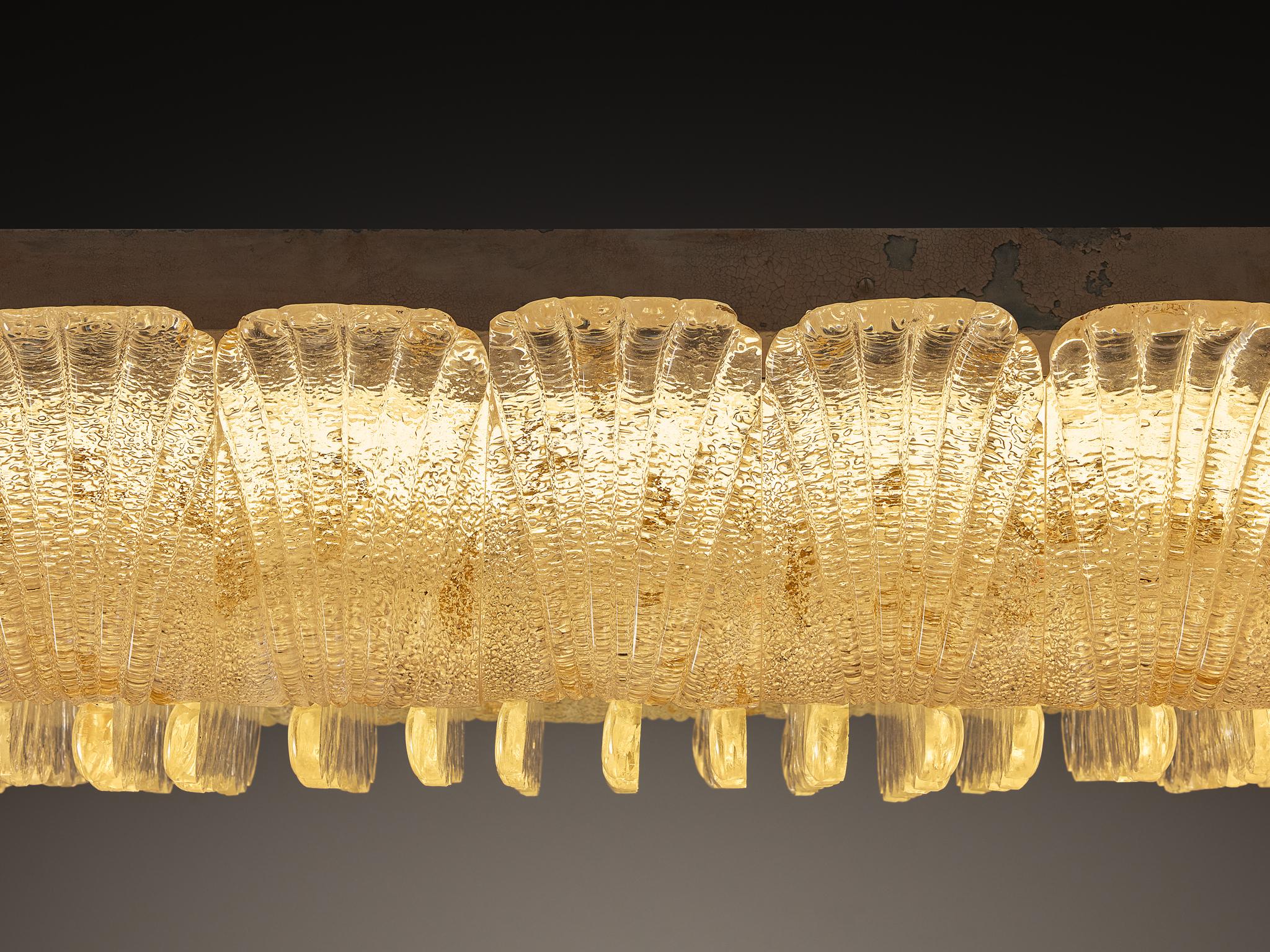 Barovier & Toso Italian Large Chandelier in Crystal Glass and Gold Leaf 152cm For Sale 3