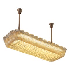 Barovier & Toso Italian Large Chandelier in Crystal Glass and Gold Leaf 152cm