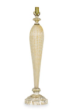 Barovier & Toso Italian Mid-Century Bubbled White Glass Table Lamp