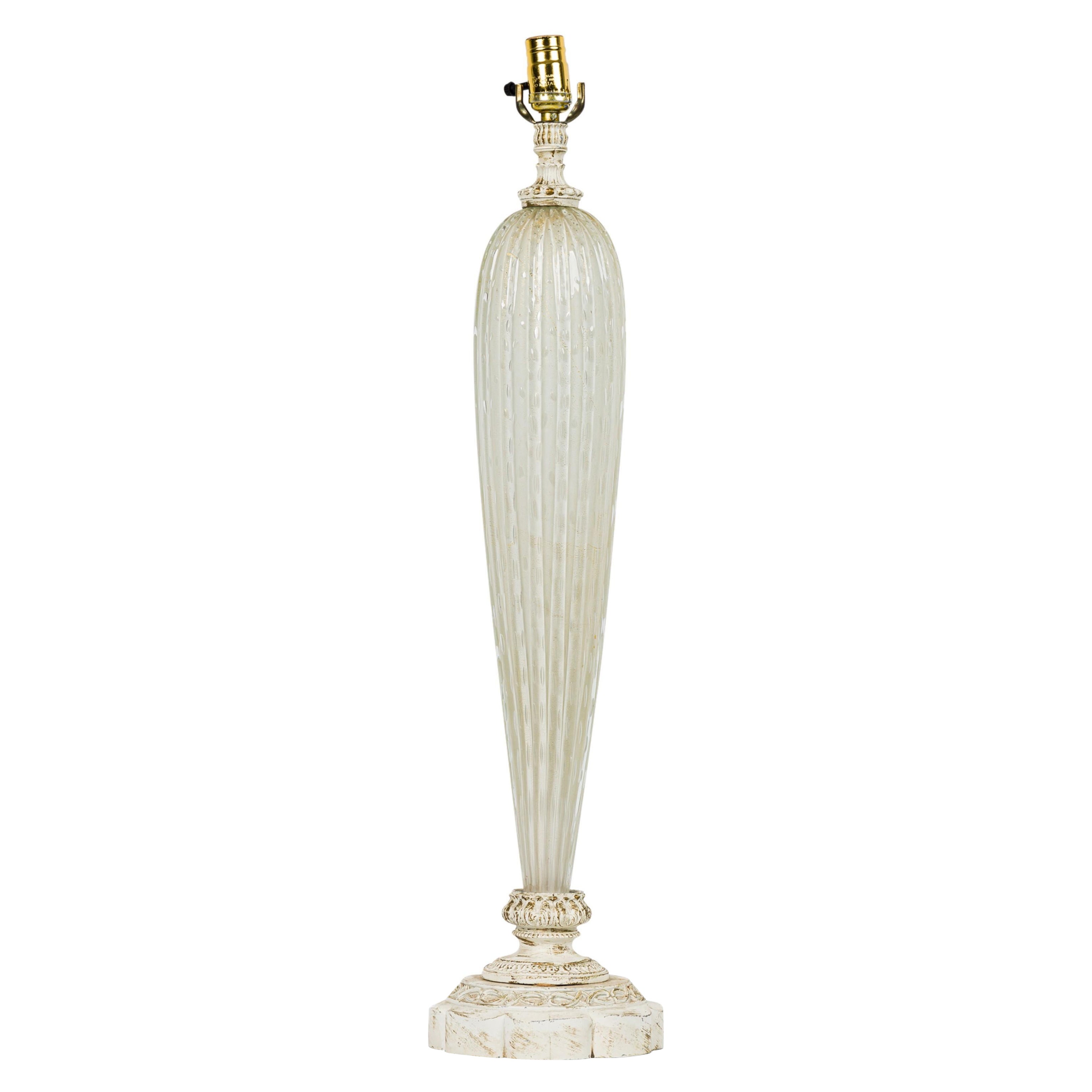 Barovier 
Toso Italian Mid-Century Bubbled White Glass Table Lamp
