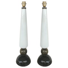 Barovier & Toso Italian Murano Glass Table Lamps, circa 1950s, Pair