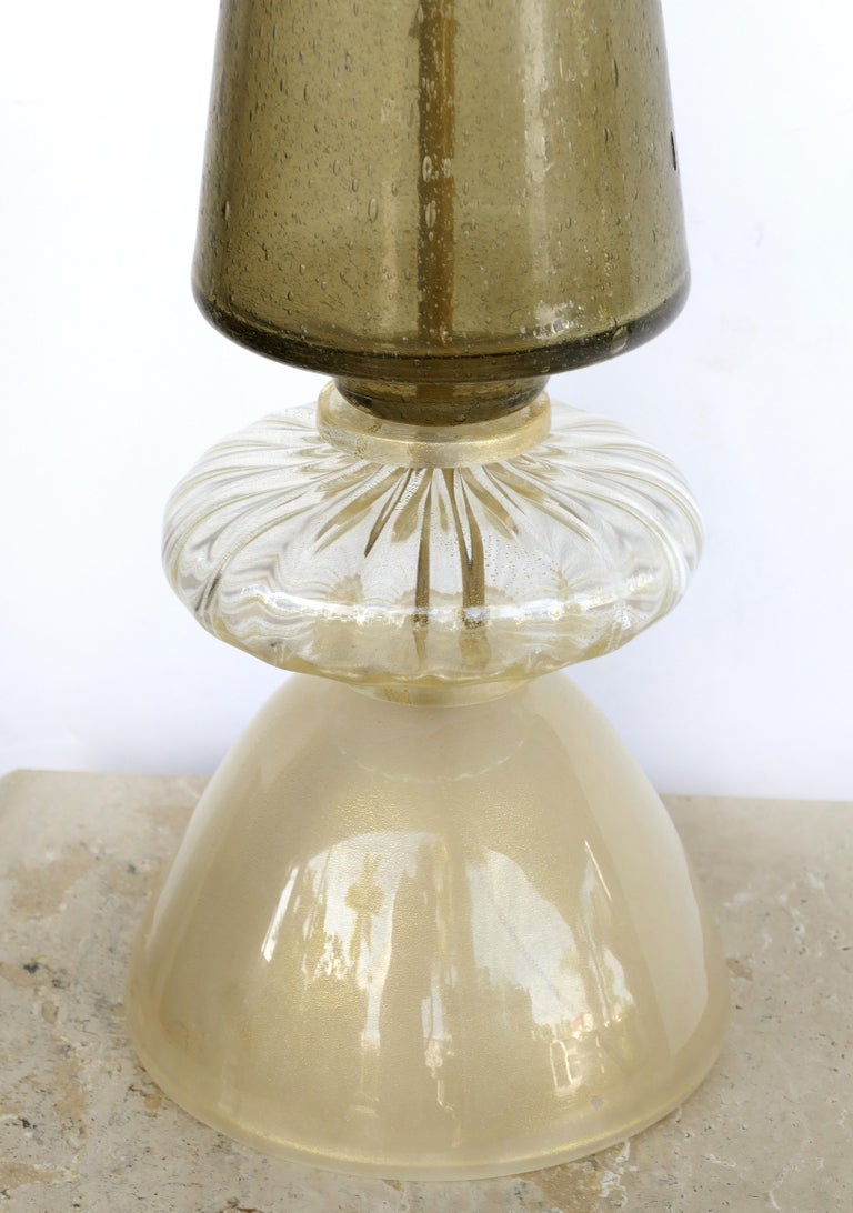 Barovier & Toso Italian Murano Glass Tall Table Lamp, Midcentury In Good Condition For Sale In Miami, FL