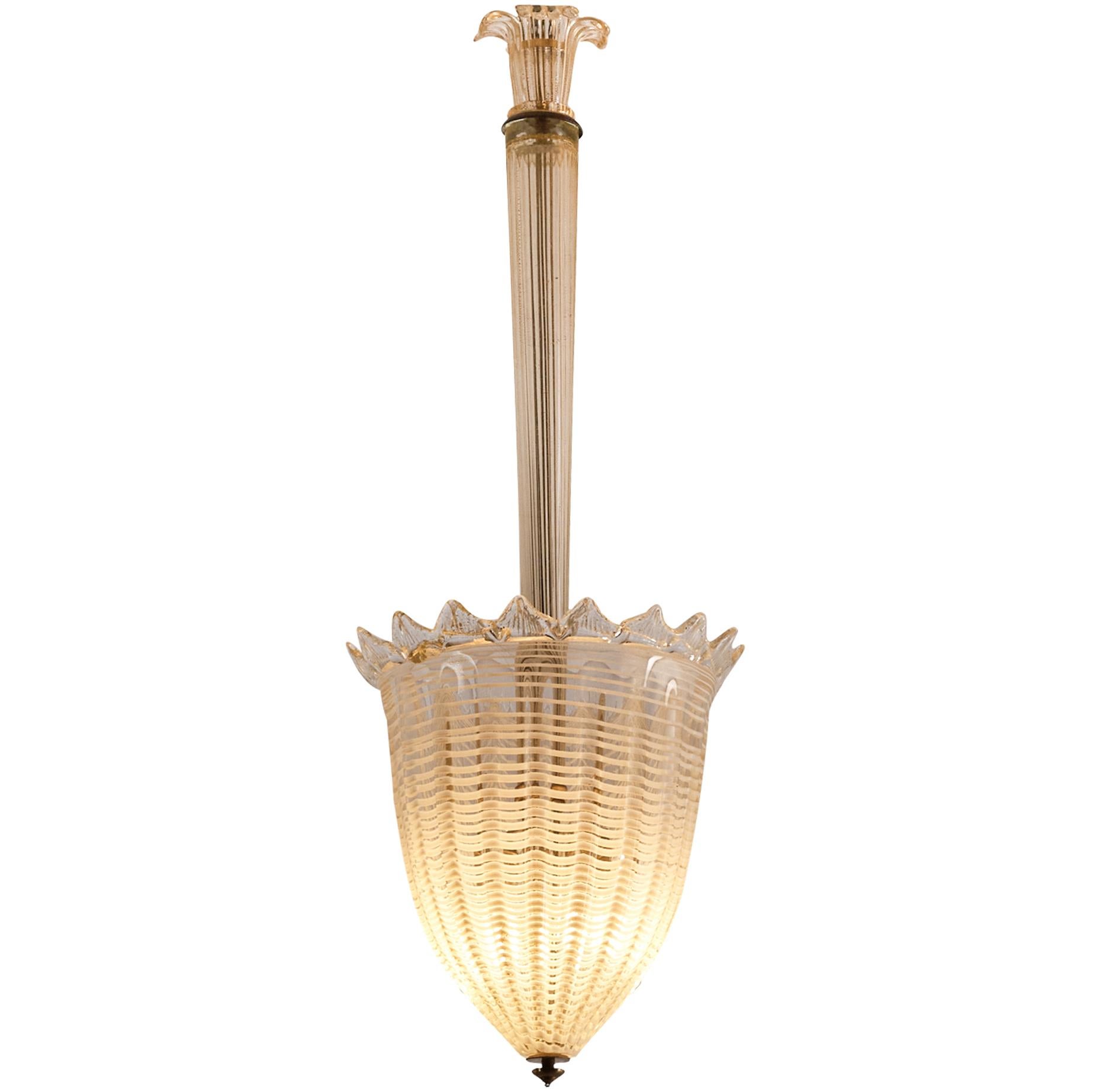 Barovier & Toso Italian Pendant Chandelier in Murano Glass